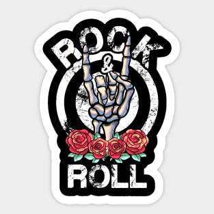 Lets Rock Rock&Roll Vintage Retro Skeleton Hand Rock Concert Sticker